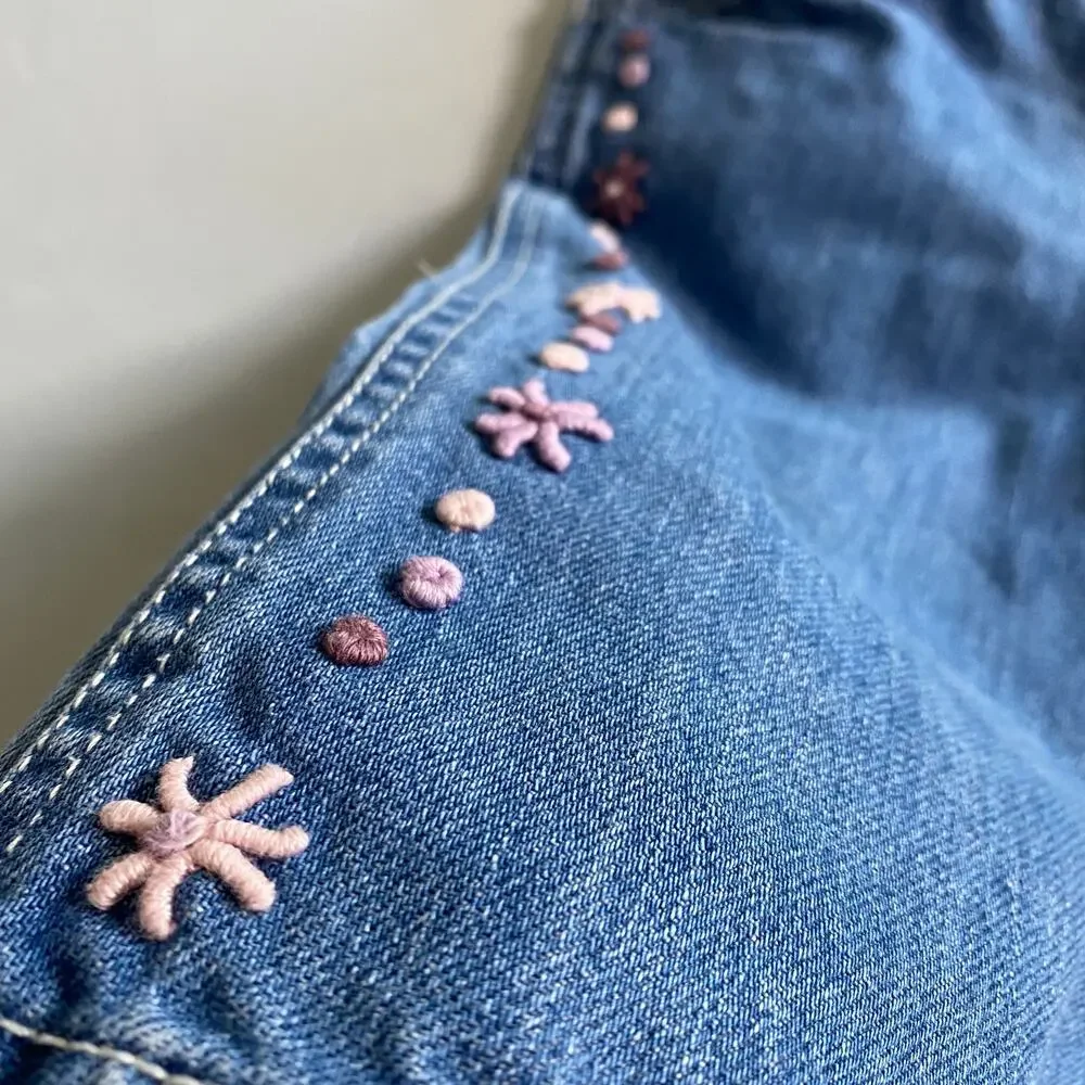 Vintage Baby Gap Floral Crewel Embroidered Jeans